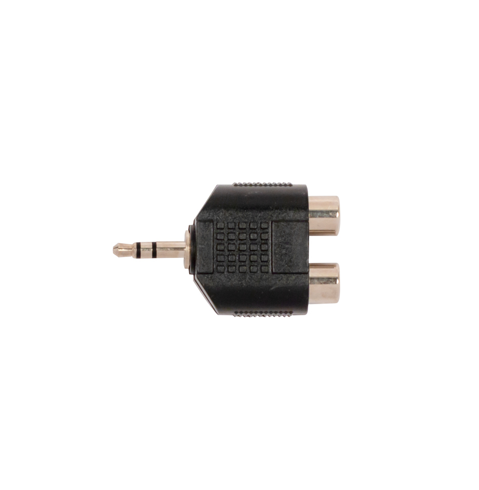 Carson | RP959 | 2 x RCA (F) - 3.5mm TRS (M) Adaptor | Nickel Carson | RP959 | 2 x RCA (F) - 3.5mm TRS (M) Adaptor | Nickel